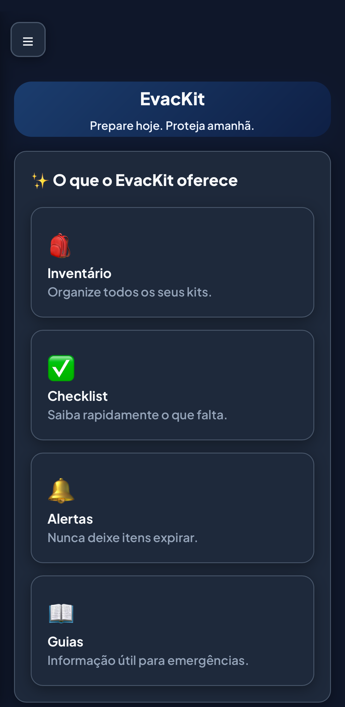 Checklist real da EvacKit